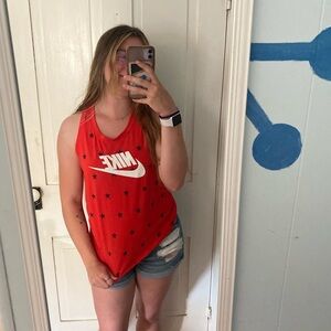 Nike red and white and blue star tank top